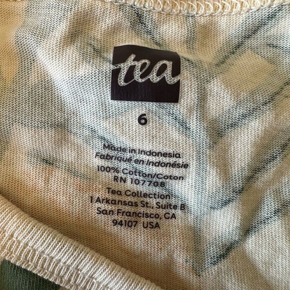 Tea Collection Size 6 Wrap Neck Dress in Marigold Ruffle Sleeve 100% Cotton - Picture 3 of 5